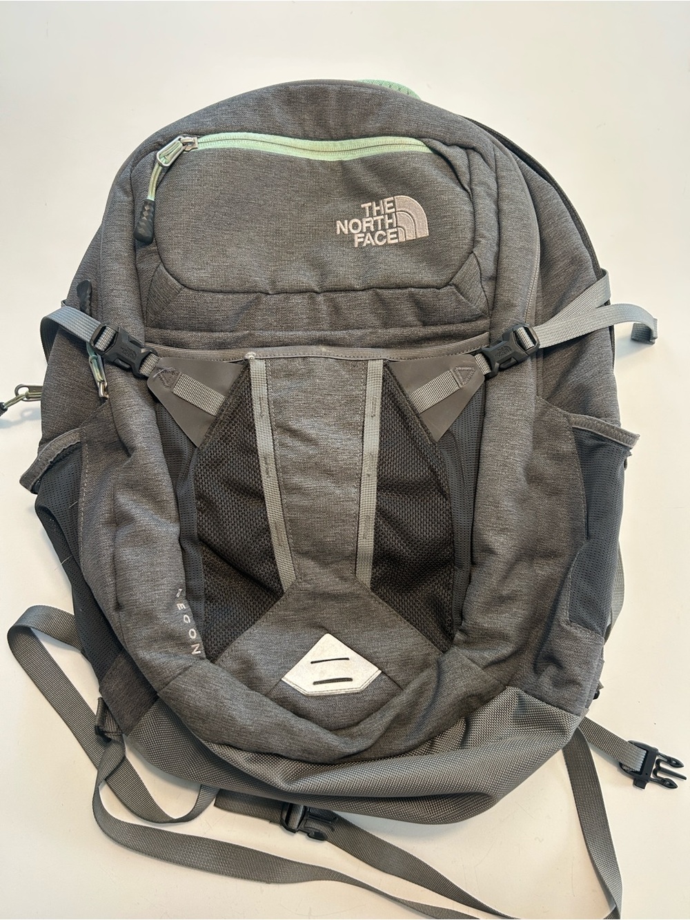 The North Face Gray Recon Backpack with Mint Accents